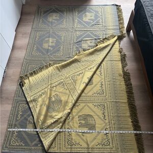 Elephant Design Gold and Gray Tapestry